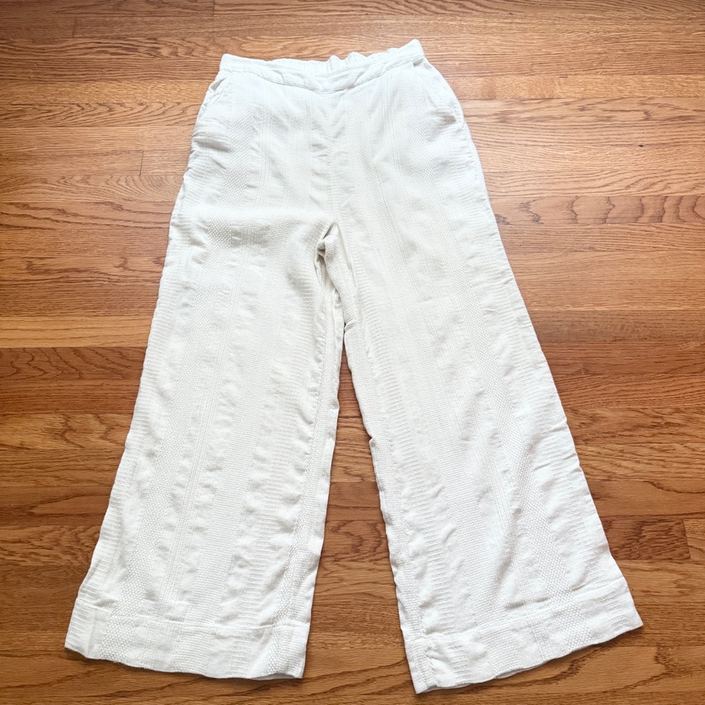 Free People textured wide leg crop beachy travel pants M